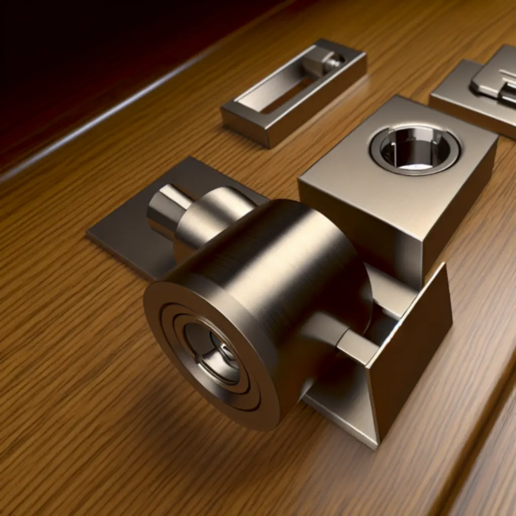 Zbliżenie na precyzyjnie wykonane okucia drzwiowe