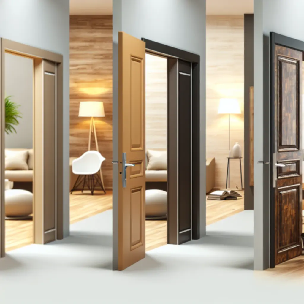 Nowoczesne, gładkie drzwi wewnętrzne w jasnym wnętrzu