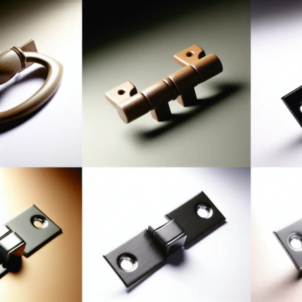 Detal okuć drzwiowych w wykończeniu stal szczotkowana, matowa czerń i ciepłe drewno