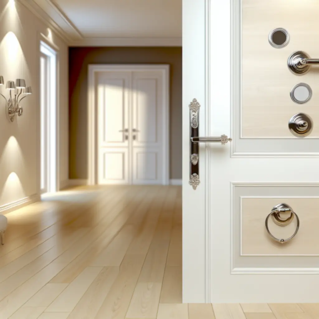 Ekskluzyjne okucia drzwiowe Dorvexano w stylizowanym wnętrzu