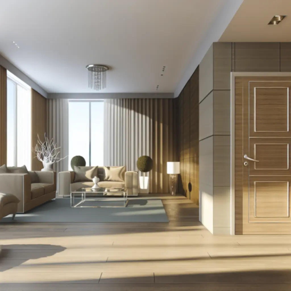 Stylowe drzwi wewnętrzne w nowoczesnym salonie