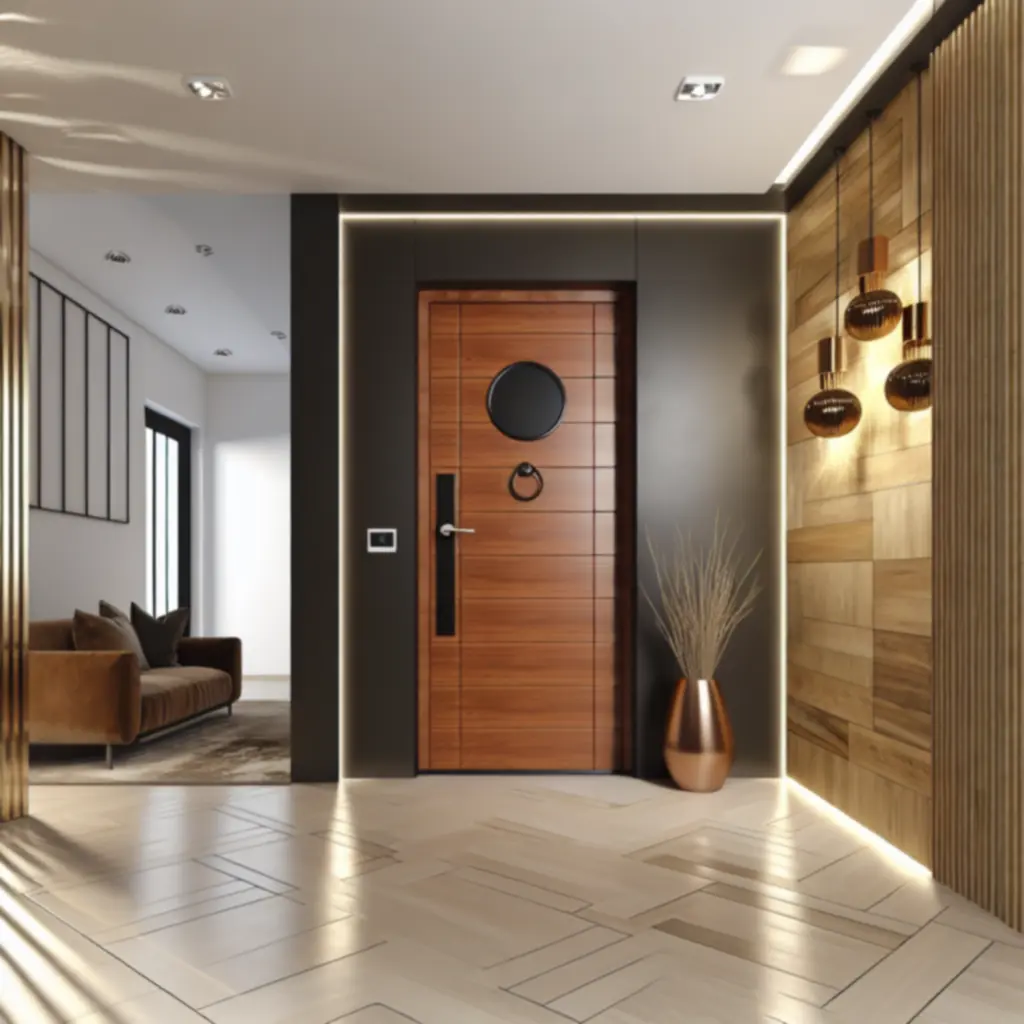 Eleganckie wnętrze z drzwiami premium w ciepłej, przytulnej aranżacji