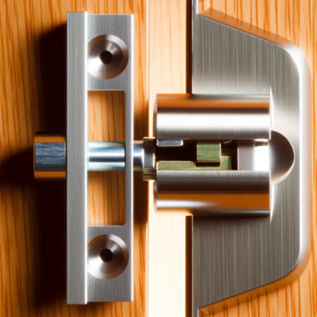 Zbliżenie na precyzyjny mechanizm zamka drzwiowego