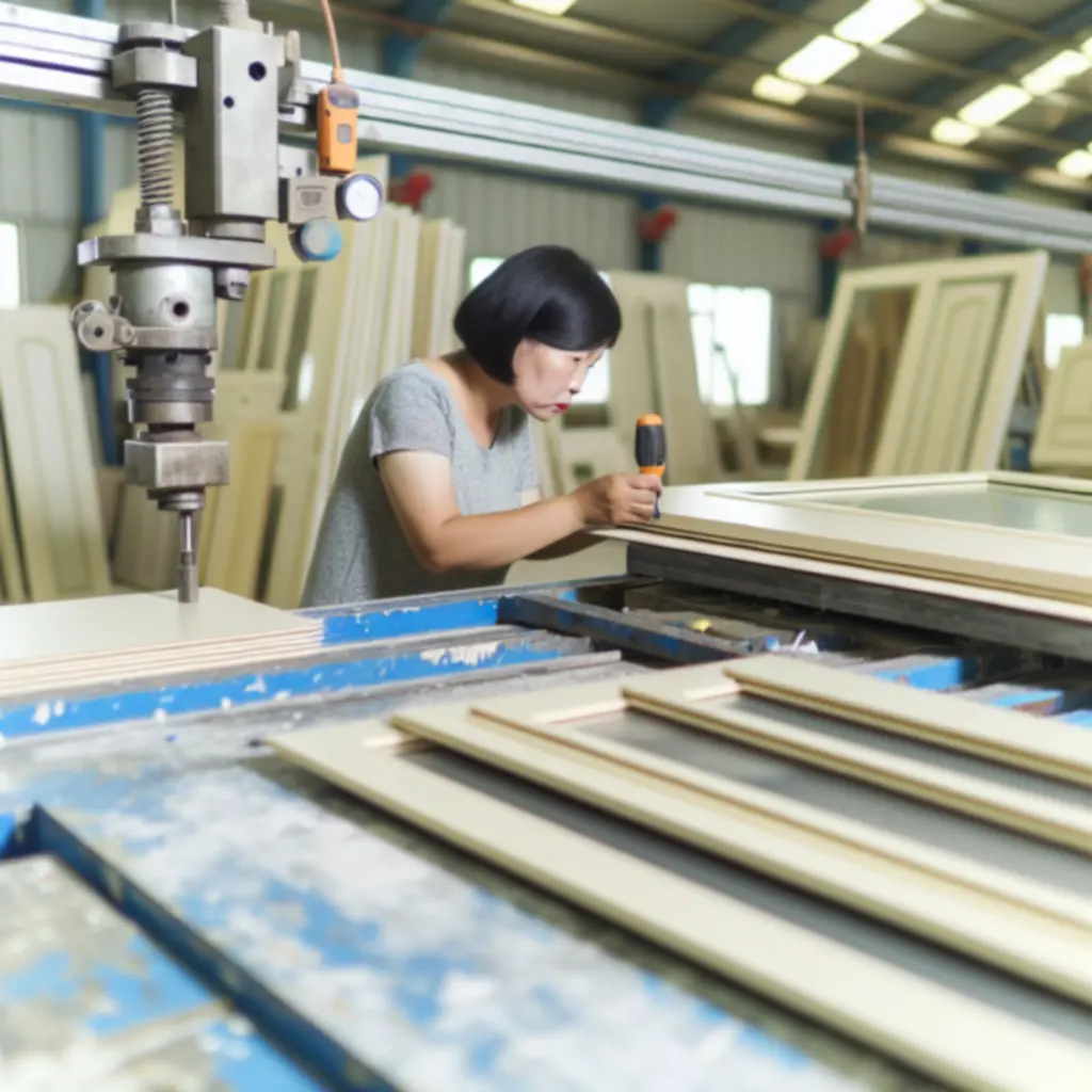 Nowoczesny warsztat produkcyjny drzwi z zaawansowaną technologią obróbki materiałów