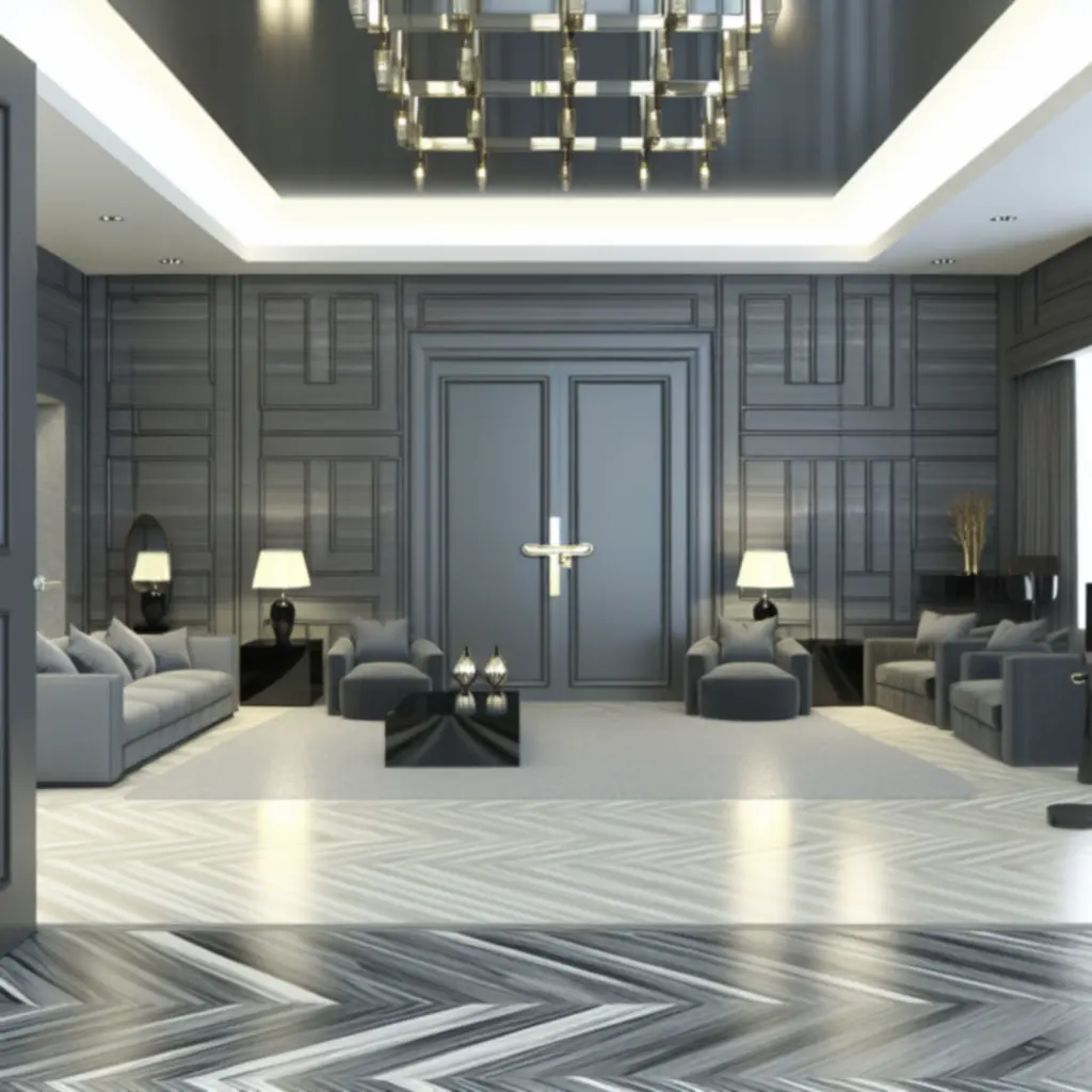 Salon z drzwiami premium Dorvexano komponującymi się z eleganckim wystrojem