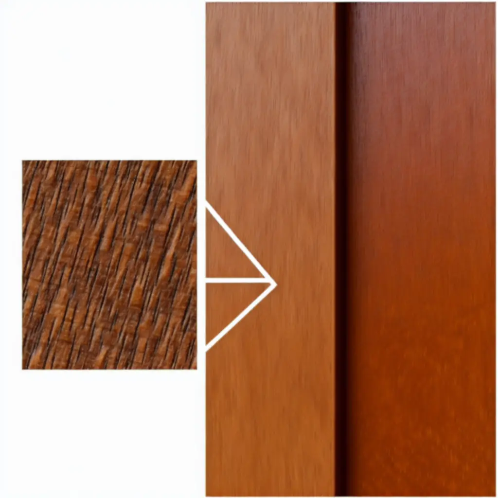 Zbliżenie struktury szlachetnego drewna używanego w drzwiach Dorvexano